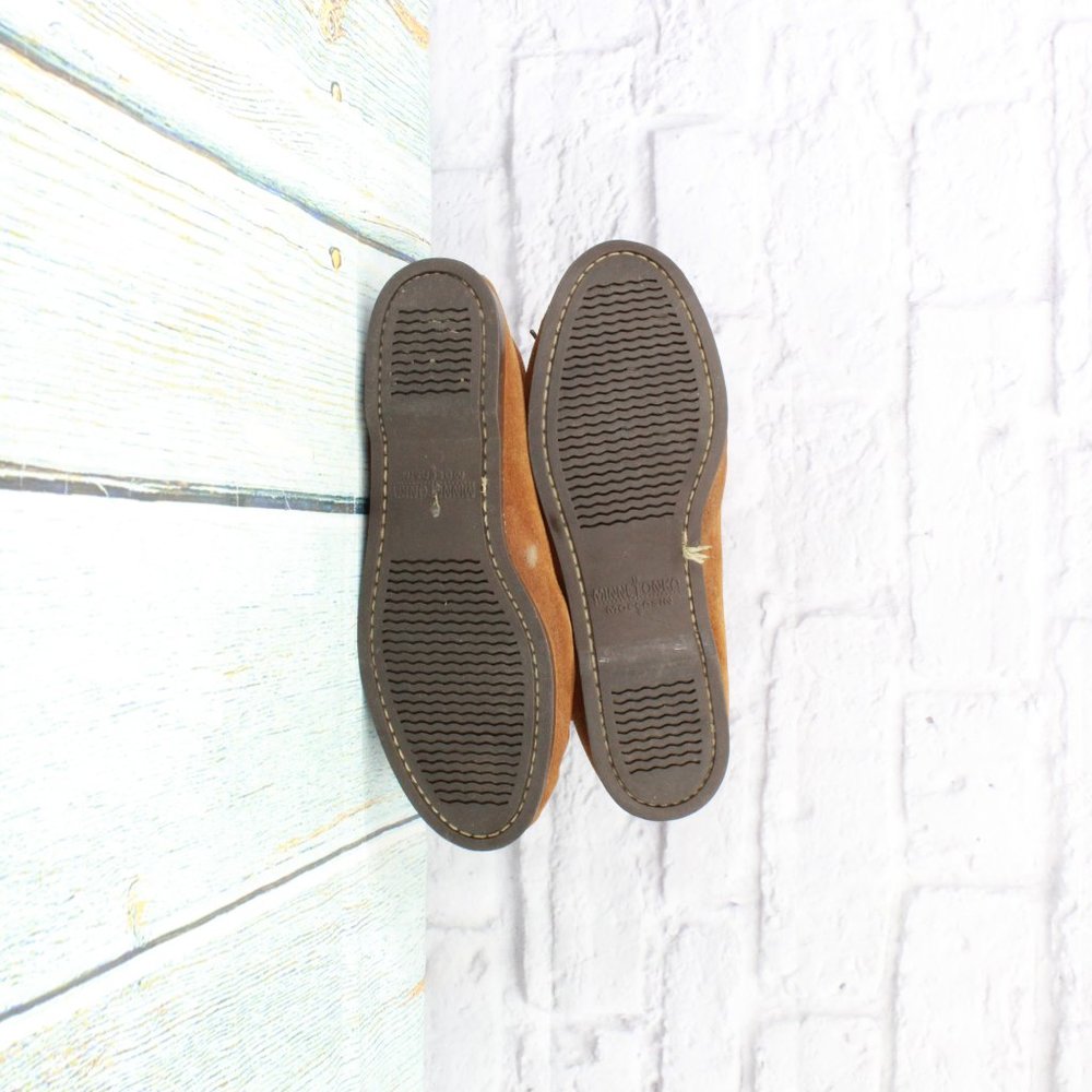*Minnetonka Thunderbird Brown Suede Slip On Moccasin Flat Boat Shoes Size - Picture 9 of 9
